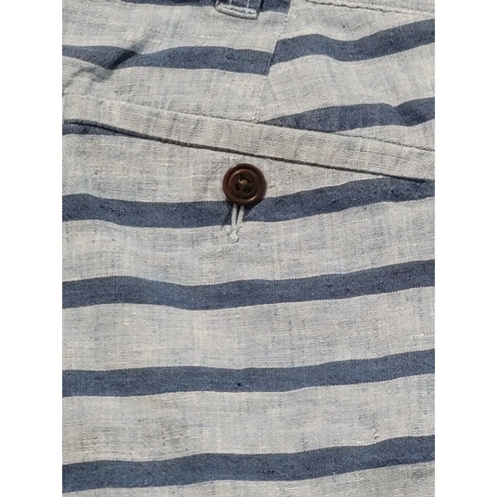 J. Crew Men's Stanton Baird McNutt Irish Linen Blue Striped‎ Shorts Size 32